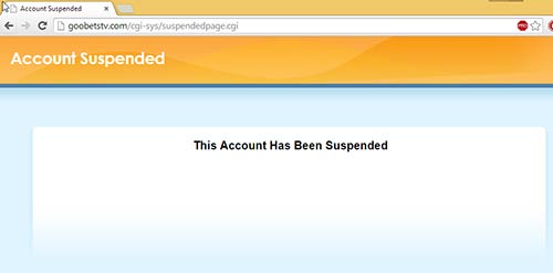 Conta de alojamento do site goobetstv.com suspensa